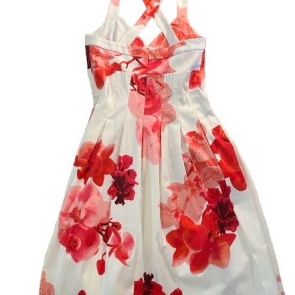 Calvin Klein Red and Pink Pleated Halter Dress - Picture 5 of 5